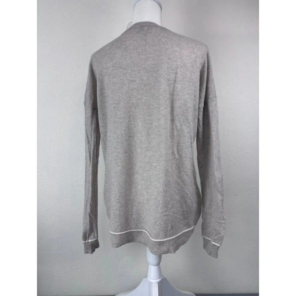 Joie women's medium grey‎ 100% cashmere v-neck sweater top lightweight